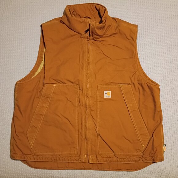 Carhartt Vest Men's 2XL Brown FR Fire Resistant Duck Insulated Workwear Vest - Picture 1 of 9